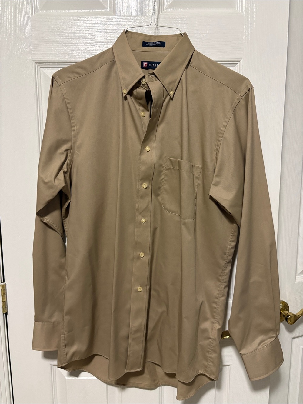 Chaps Men's Long-Sleeve Button-Down Shirt — Khaki